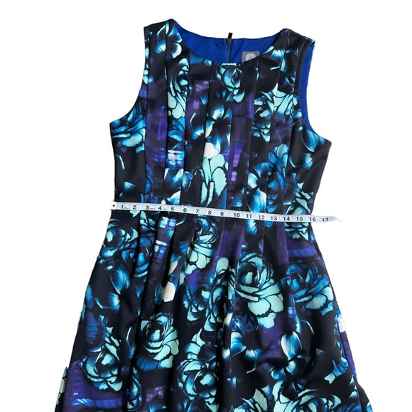 Vince Camuto Womens Blue Floral Print Fit & Flare Midi‎ Dress Size 14 - Picture 10 of 13